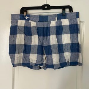 Blue and white plaid Ralph Lauren linen shorts